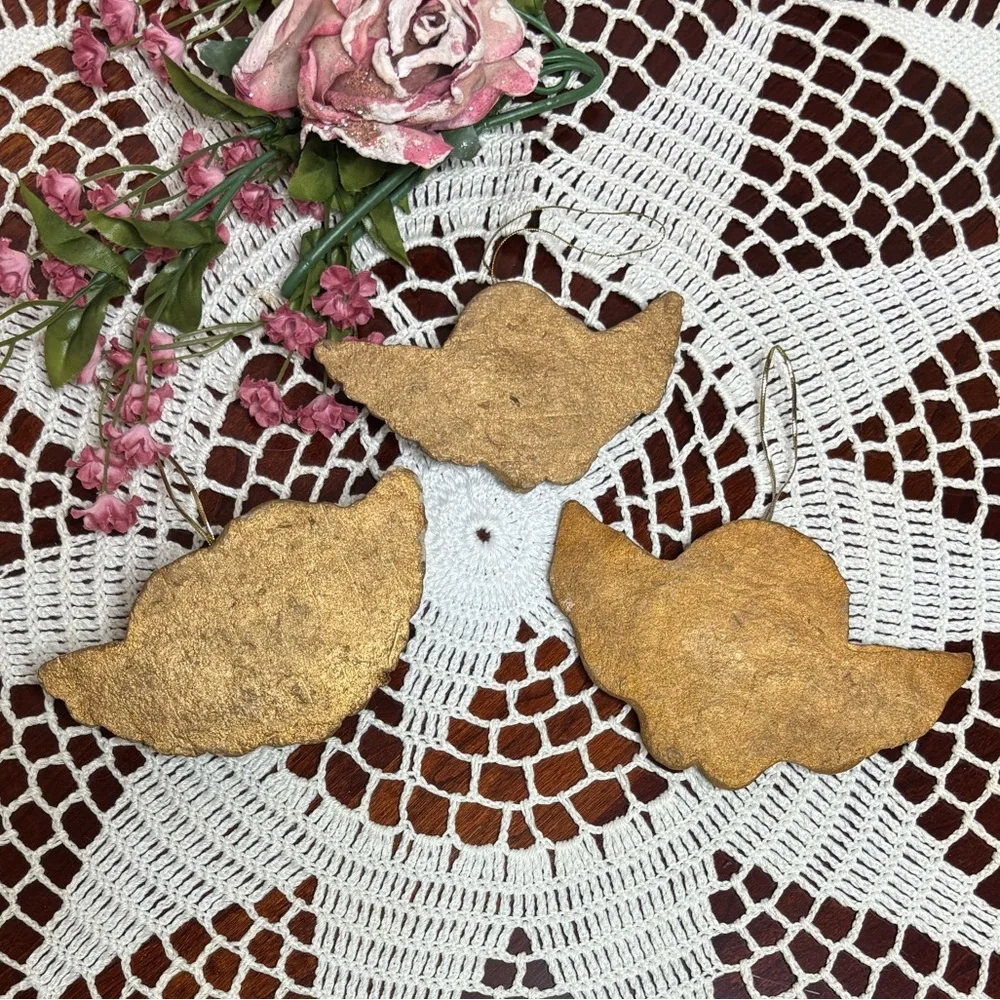 Victorian Angel Ornaments Vintage Christmas Gold Cherubs Handcrafted Handmade